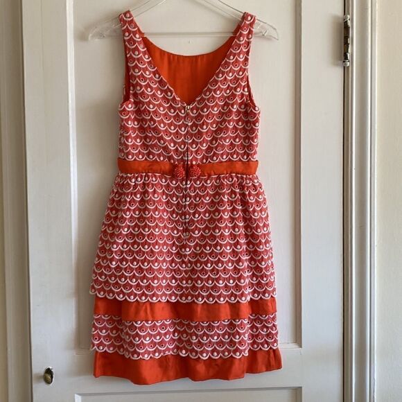 Anthropologie Leifsdottir Dress Sweet Tangelo Orange White Tiered Dress Size 2 - Picture 7 of 12